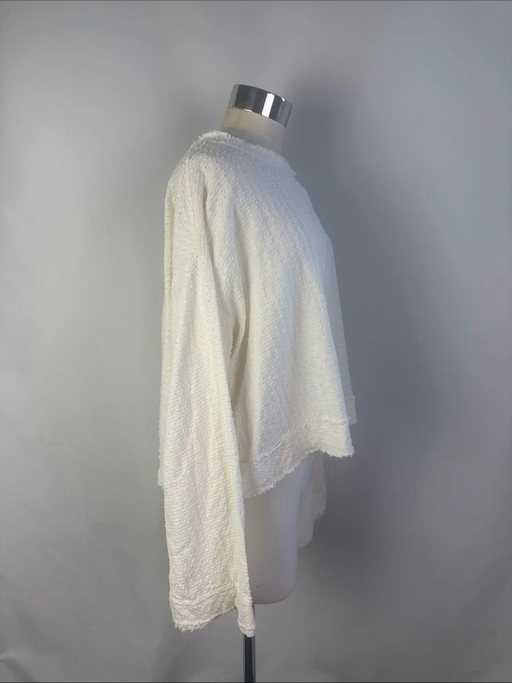 FREE PEOPLE WHITE TEXTURE TIE NECK TOP